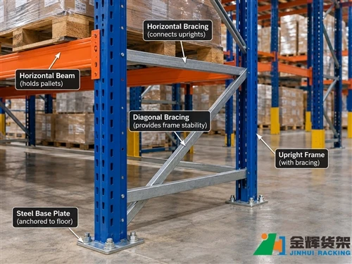 Pallet Raca Fráma Upright Bracing: Mar a thacaíonn sé le Cobhsaíocht Raca